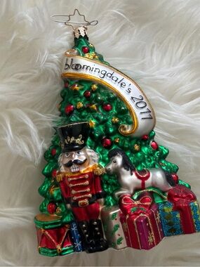 Bloomingdale's Green Nutcracker & Toy Horse Christmas Tree Ornament